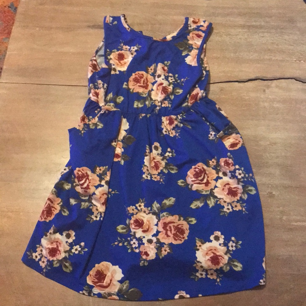 Blue and pink floral dress girls size 12